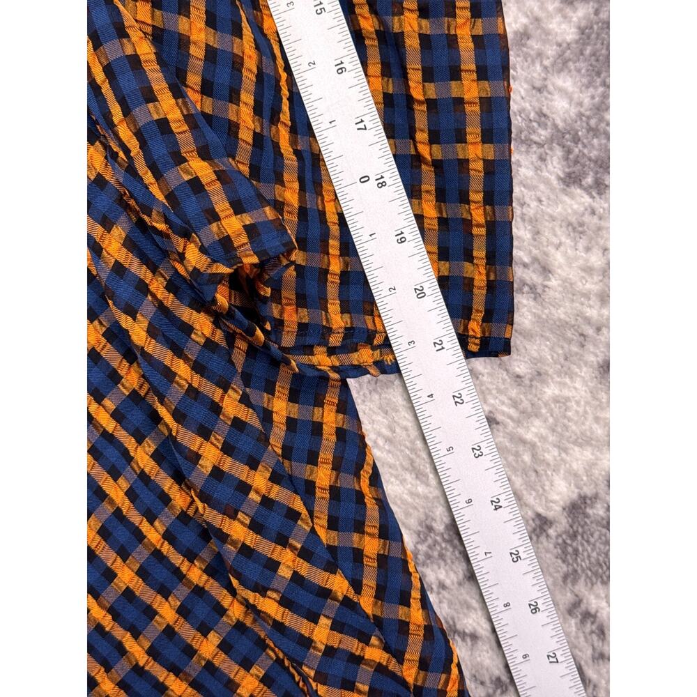 Eva Franco Navy and Orange Plaid Collarless Tunic Blouse- size 22w - Picture 5 of 8